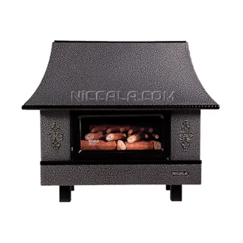 بخاری گازی شومینه ای نیک کالا 22000 مدل سیما MC22 نقره ای چکشی