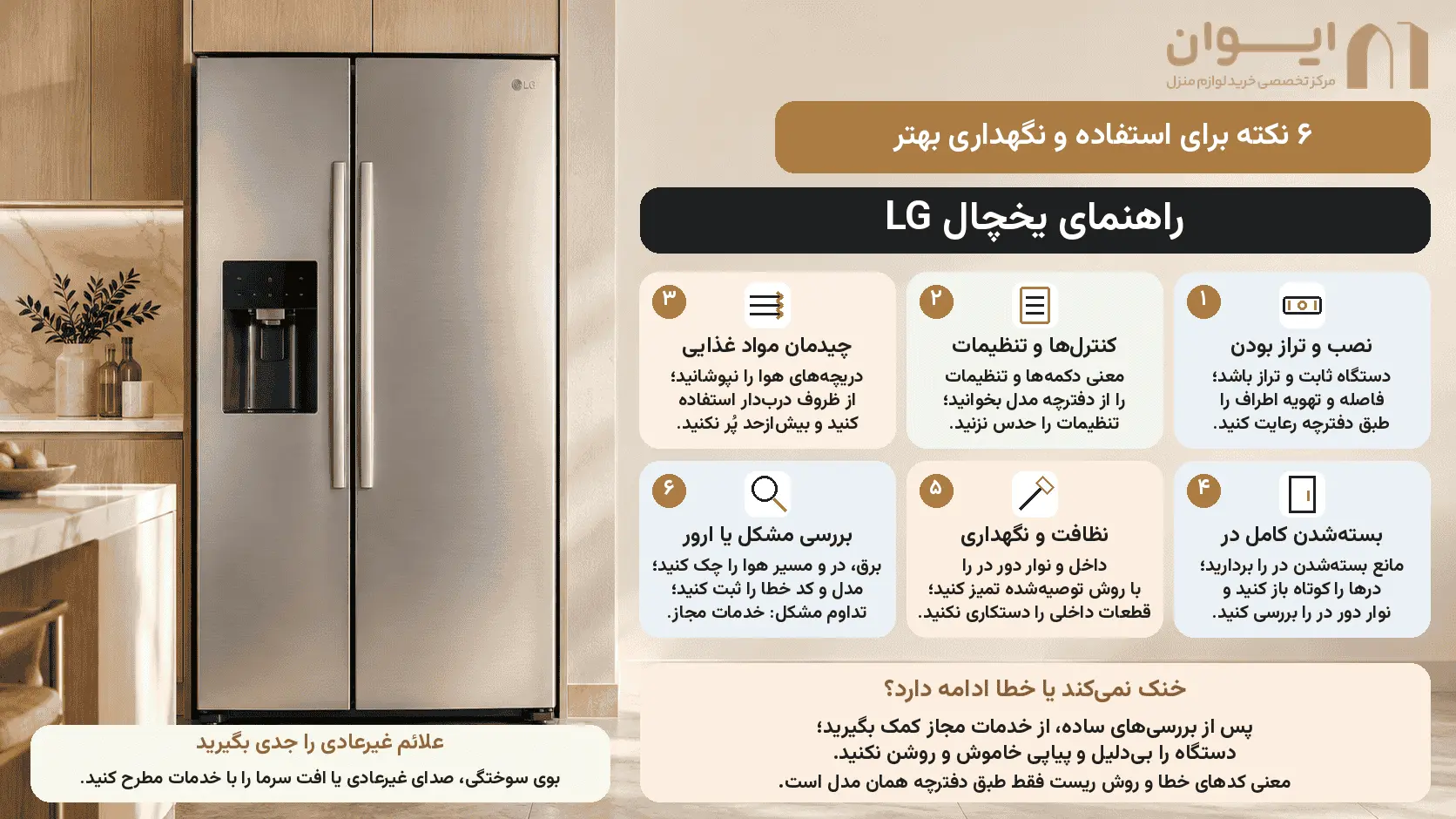 تنظیمات یخچال ال جی